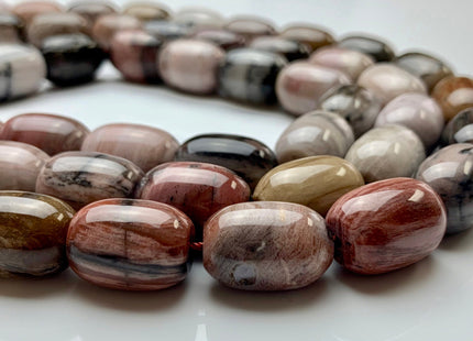 13x18 mm AAA Smooth Barrel Shape Natural Petrified Wood Beads Taupe Beige Brown Color High Quality Gemstone 16 Inches Strand 22 Pieces #2847