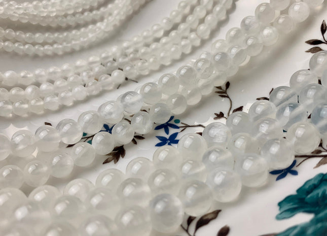 4mm 6mm 8mm 10mm Natural Color Smooth Round Selenite Gemstone Beads Genuine Selenite Gemstone Loose Beads 15.5 Inches Strand #2811
