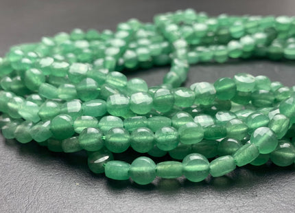 6 mm Micro Faceted Diamond Cut Green Aventurine Gemstones Flat Coin Disc Shape Gemstone Beads Genuine Aventurine 15 Inches Strand #2834