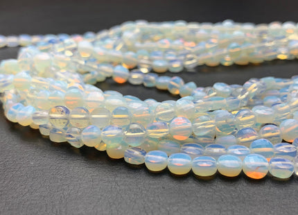 6 mm Micro Faceted Diamond Cut Translucent Opalite Flat Coin Disc Shape Gemstone Beads Genuine Opalite 15 Inches Strand #2833