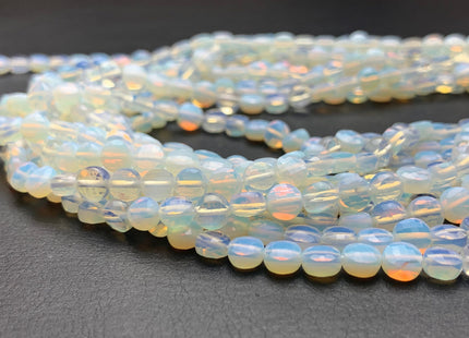6 mm Micro Faceted Diamond Cut Translucent Opalite Flat Coin Disc Shape Gemstone Beads Genuine Opalite 15 Inches Strand #2833
