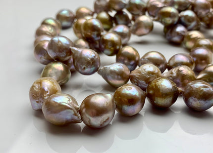 11-15x16 mm AAA Natural Mauve Seaweed Pink With Iridescent Color Baroque Pearl Beads Rare High Luster Genuine Baroque Pearls #P1033