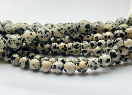 4mm 6mm 8mm 10mm Natural Smooth Round Dalmatian Jasper Genuine White And Black Dotted Color Jasper Gemstone Beads 15.5 Inches Strand #3009
