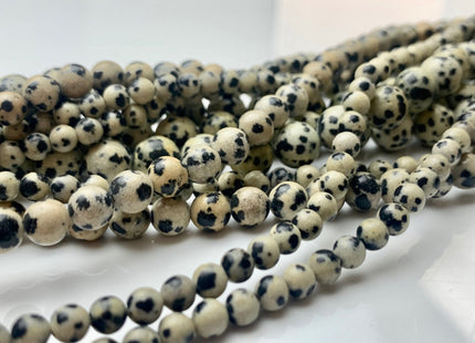 4mm 6mm 8mm 10mm Natural Smooth Round Dalmatian Jasper Genuine White And Black Dotted Color Jasper Gemstone Beads 15.5 Inches Strand #3009