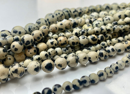 4mm 6mm 8mm 10mm Natural Smooth Round Dalmatian Jasper Genuine White And Black Dotted Color Jasper Gemstone Beads 15.5 Inches Strand #3009