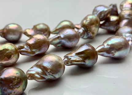13-15x16-20 mm AA Natural Mauve Seaweed Pink With Iridescent Color Baroque Pearl Beads Rare Tear Drop Shape Genuine Baroque Pearls #P1035