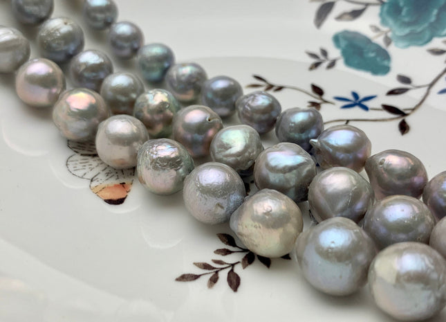 11-13 mm AA Pinkish Gray Color Baroque Freshwater Pearl Beads Genuine High Luster Freshwater Baroque Pearls #P1026