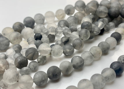 4mm 6mm 8mm 10mm 12mm Natural Smooth Round Cloudy Quartz Genuine Multi Gray Color Cloudy Quartz Gemstone Beads 15.5 Inches Strand #3010