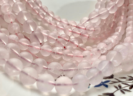 4mm 6mm 8mm 10mm Natural Matte Smooth Round Crystal Quartz Genuine Pink Color Quartz Gemstone Beads 15.5 Inches Strand #3008