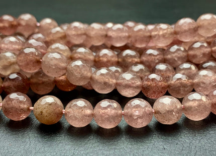 8mm 10mm 12mm Natural Color Faceted Round Strawberry Quartz Gemstone Beads Natural Pink Strawberry Quartz Beads 15.5 Inches Strand #2853