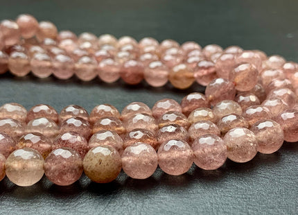 8mm 10mm 12mm Natural Color Faceted Round Strawberry Quartz Gemstone Beads Natural Pink Strawberry Quartz Beads 15.5 Inches Strand #2853
