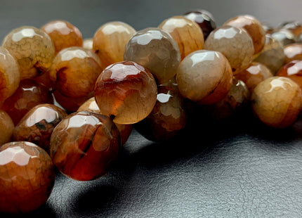 BEST DEAL 16 mm Faceted Round Agate Gemstone Beads Heat Treated Multi Gray And Brown Color Natural Gemstone Agate 15.5 Inches Strand #2783