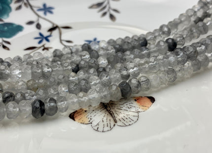 4x6mm 5x8mm AAA Faceted Rondelle Cloudy Quartz Gemstone Beads Natural Light And Dark Gray Quartz Loose Beads 15 Inches Strand #2854