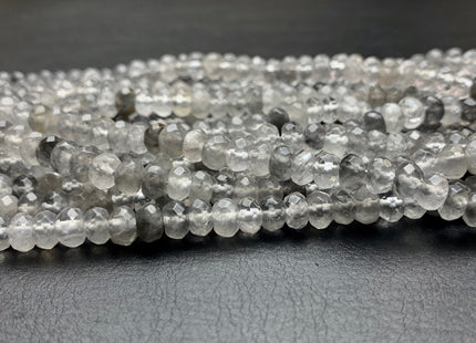 4x6mm 5x8mm AAA Faceted Rondelle Cloudy Quartz Gemstone Beads Natural Light And Dark Gray Quartz Loose Beads 15 Inches Strand #2854