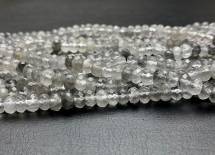 4x6mm 5x8mm AAA Faceted Rondelle Cloudy Quartz Gemstone Beads Natural Light And Dark Gray Quartz Loose Beads 15 Inches Strand #2854