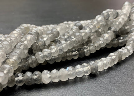 4x6mm 5x8mm AAA Faceted Rondelle Cloudy Quartz Gemstone Beads Natural Light And Dark Gray Quartz Loose Beads 15 Inches Strand #2854
