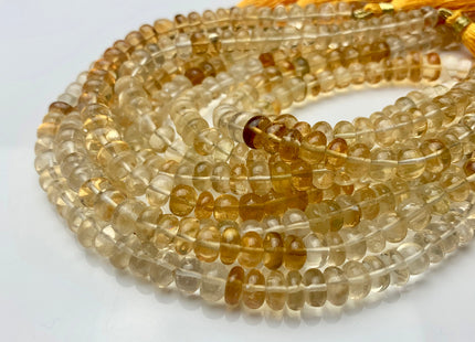 7-10 mm AAA 100% Natural Smooth Rondelle Honey Citrine Gemstone Beads Top Quality Natural Translucent Citrine Beads 8 Inches Strand # 2947