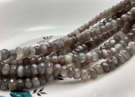 8mm 9mm 10mm 100% All Natural Faceted Rondelle Gray Shine Moonstone Beads Genuine Multi Translucent Gray Moonstone 9 Inches Strand #3012