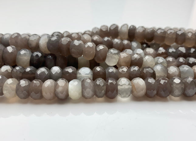 8mm 9mm 10mm 100% All Natural Faceted Rondelle Gray Shine Moonstone Beads Genuine Multi Translucent Gray Moonstone 9 Inches Strand #3012