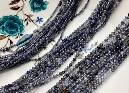 2.5mm 3mm AAA Faceted Round Tiny Iolite Gemstone Beads Genuine Natural Blue Multi Color Gemmy Iolite Loose Beads 15.5 Inches Strand #3001