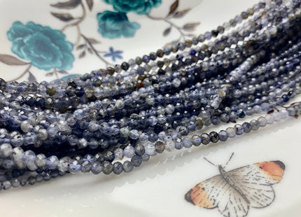 2.5mm 3mm AAA Faceted Round Tiny Iolite Gemstone Beads Genuine Natural Blue Multi Color Gemmy Iolite Loose Beads 15.5 Inches Strand #3001