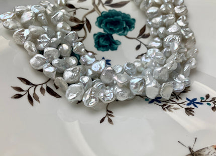 9-10 mm AAA High Luster Natural White Keshi Nugget Freshwater Pearl Beads Center Drilled Very High Luster Keshi Nugget Pearl #1984