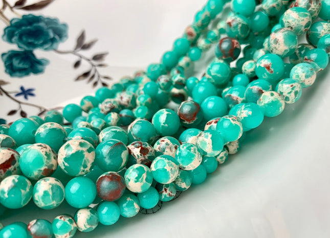 4mm 6mm 8mm 10mm Smooth Round Impression Jasper Gemstone Beads Snake Skin Red Green Color Jasper Loose Beads 15.5 Inches #2873