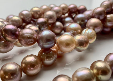 10-12mm AAA Half Strand LargeHole Very Rare Dark Mauve Pink Baroque Pearl Bead 2.2mm Hole Natural Edison Pearl With Iridescent Color #1995