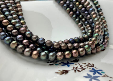 6.5-7 mm AA Metallic Peacock Color Potato Freshwater Pearl Beads Genuine High Luster Freshwater Peacock Colored Pearls #1996