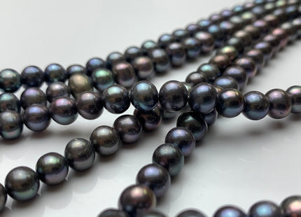 6.5-7 mm AAA Gray Peacock Color Round Freshwater Pearl Beads Genuine Freshwater Peacock Colored Pearls #1999