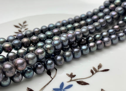 6.5-7 mm AAA Gray Peacock Color Round Freshwater Pearl Beads Genuine Freshwater Peacock Colored Pearls #1999