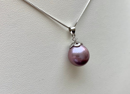 One Piece 925 Sterling Silver/Gold Pendant Cap Setting Findings For Half Drilled Pearls Genuine 925 Sterling Silver W/CZ Pendant #10019-A