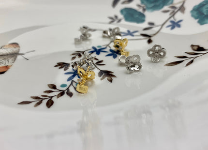 One Piece 925 Sterling Silver/Gold Pendant Cap Setting Findings For Half Drilled Pearls Genuine 925 Sterling Silver W/CZ Pendant #10019-A