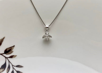 One Piece 925 Sterling Silver/Gold Pendant Cap Setting Findings For Half Drilled Pearls Genuine 925 Sterling Silver W/CZ Pendant #10019-A