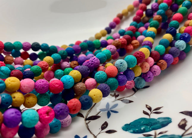 6mm 8mm 10mm Lava Round Beads Multi Purple Blue Green Yellow Pink Brown Red Color Organic Volcanic Rock Stone Beads 15.5 Inches Strand #2891