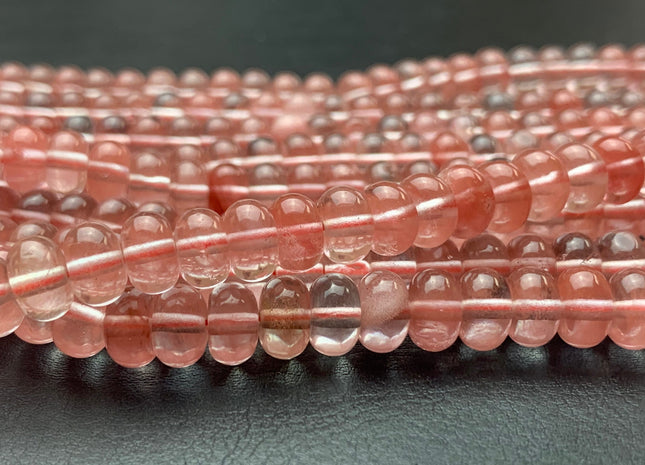 5x8 mm Natural Smooth Rondelle Watermelon Pink Quartz Beads Highly Polished Gemstone Loose Beads 15.5 Inches Strand #2917