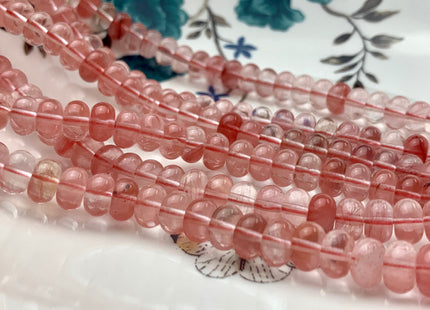 5x8 mm Natural Smooth Rondelle Watermelon Pink Quartz Beads Highly Polished Gemstone Loose Beads 15.5 Inches Strand #2917