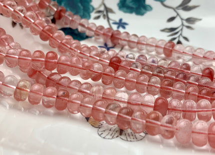 5x8 mm Natural Smooth Rondelle Watermelon Pink Quartz Beads Highly Polished Gemstone Loose Beads 15.5 Inches Strand #2917