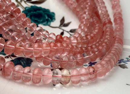 5x8 mm Natural Smooth Rondelle Watermelon Pink Quartz Beads Highly Polished Gemstone Loose Beads 15.5 Inches Strand #2917