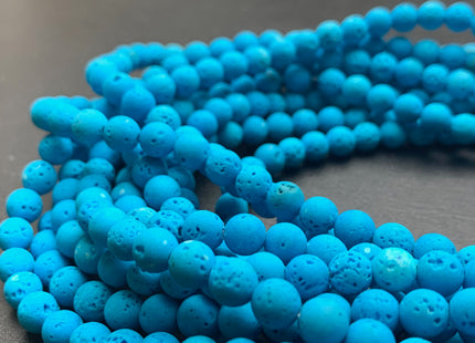 6mm 8mm 10mm Lava Round Beads Turquoise Color Organic Volcanic Rock Stone Beads 15.5 Inches Strand #2895