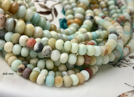 4x6 mm 5x8 mm Natural Smooth Rondelle Multi Color Amazonite Beads Natural Green Color Amazonite Loose Beads 15.5 Inches Strand #2914