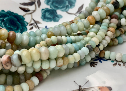 4x6 mm 5x8 mm Natural Smooth Rondelle Multi Color Amazonite Beads Natural Green Color Amazonite Loose Beads 15.5 Inches Strand #2914