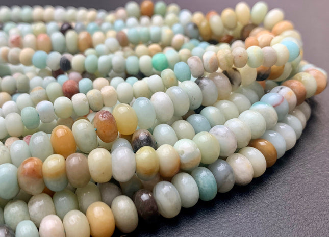 4x6 mm 5x8 mm Natural Smooth Rondelle Multi Color Amazonite Beads Natural Green Color Amazonite Loose Beads 15.5 Inches Strand #2914