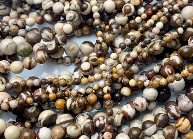 4mm 6mm 8mm 10mm Smooth Round Australian Outback Jasper Gemstone Beads Genuine Wooden Brown Color Jasper Loose Beads 15.5 Inches #2901