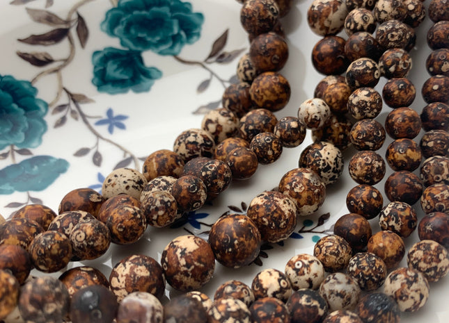 8mm 10mm 12mm 14mm 16mm Round Dark Brown Wooden Agate Gemstone Beads 15 Inches Strand #3023