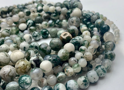 4 mm 6 mm 8 mm 10 mm AAA 100% Natural Smooth Round Green Tree Agate Beads Genuine Gray And Green Agate Gemstone Beads 15 Inches Strand #3021
