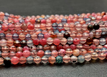 4 mm Faceted Round Multi Pink And Blue Color Agate Gemstone Beads Genuine Agate Gemstone Loose Beads 14 Inches Strand #3015