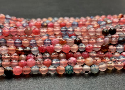 4 mm Faceted Round Multi Pink And Blue Color Agate Gemstone Beads Genuine Agate Gemstone Loose Beads 14 Inches Strand #3015