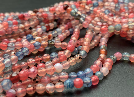 4 mm Faceted Round Multi Pink And Blue Color Agate Gemstone Beads Genuine Agate Gemstone Loose Beads 14 Inches Strand #3015