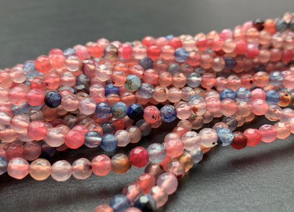 4 mm Faceted Round Multi Pink And Blue Color Agate Gemstone Beads Genuine Agate Gemstone Loose Beads 14 Inches Strand #3015